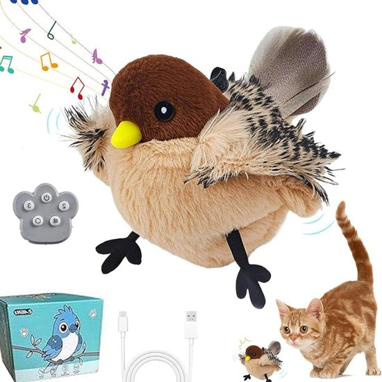 PetsBoro™ FeatherFun Flyer Simulated Chirping Bird Cat Toy