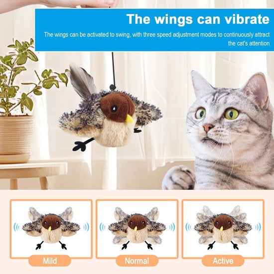 PetsBoro™ FeatherFun Flyer Simulated Chirping Bird Cat Toy
