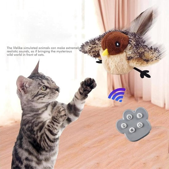 PetsBoro™ FeatherFun Flyer Simulated Chirping Bird Cat Toy