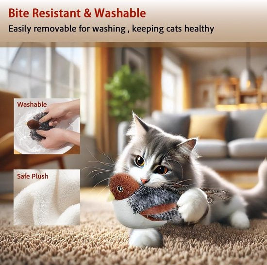 PetsBoro™ FeatherFun Flyer Simulated Chirping Bird Cat Toy